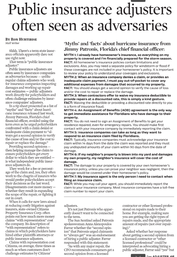 PA Sun Sentinel Article 5.15.18_pg1